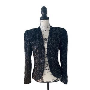 Nite Line SZ M vintage silk sequin jacket in black